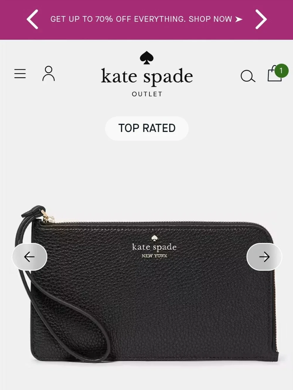kate spade Black Pebbled Lucy Leather Wristlet Clutch